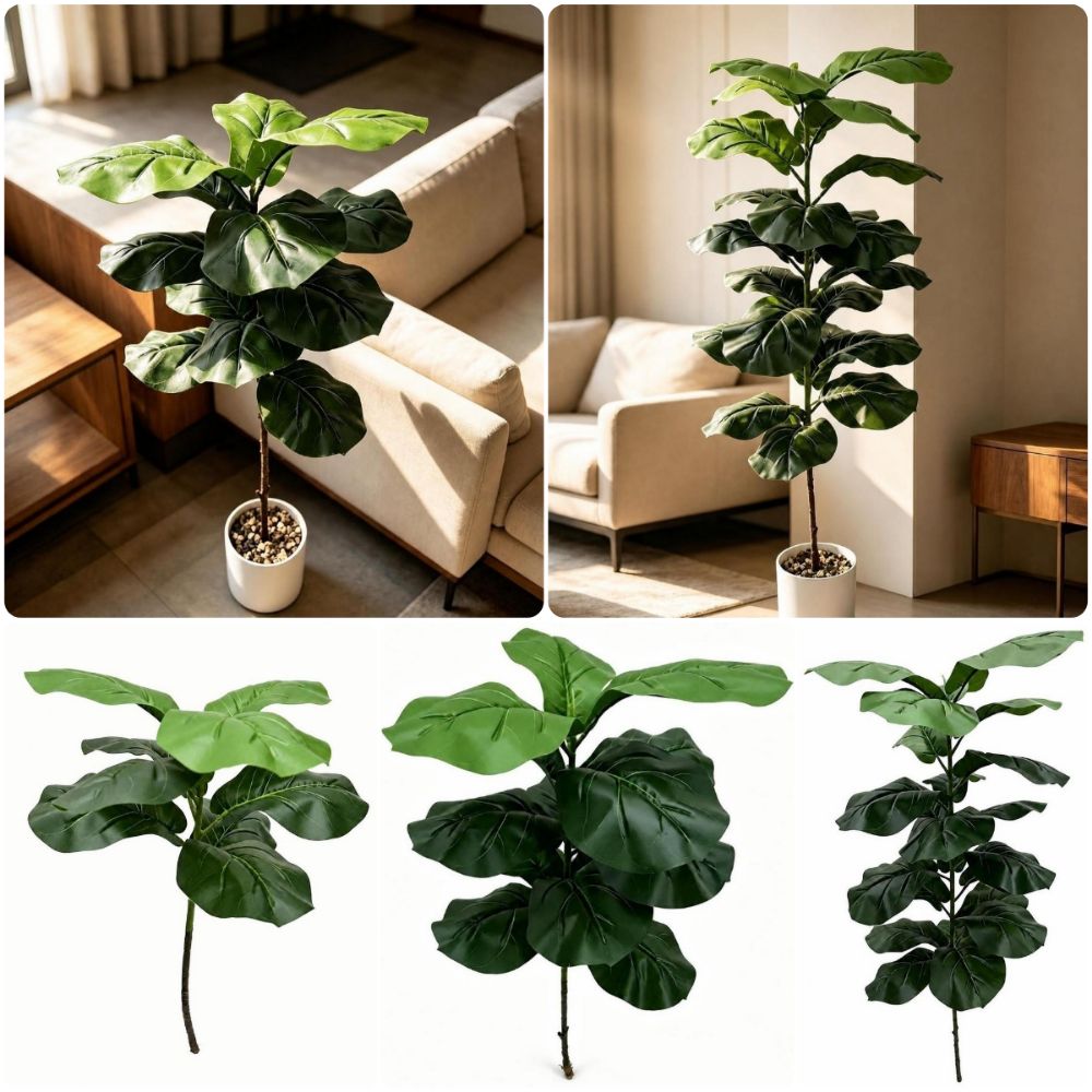 Ficus Lyrata Tree - 9/15/23 Leaves Artificial Ficus Lyrata Green